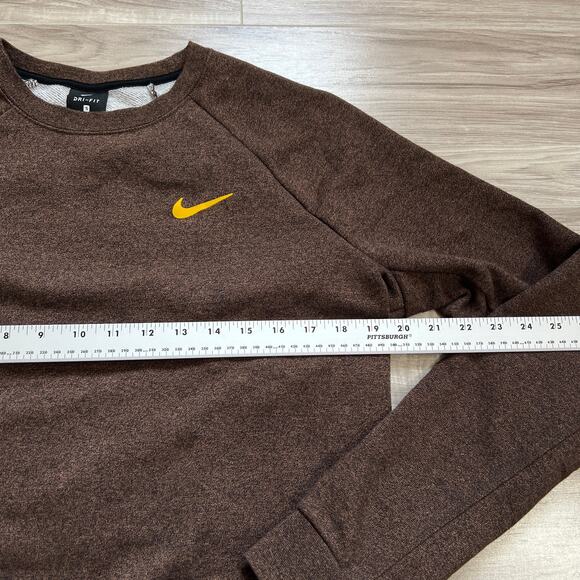 Nike Dri-Fit Dry Women's Long Sleeve Training Top Dark Obsidian/Heather Brown S - Picture 5 of 11